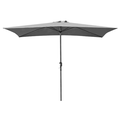 Acomoda Textil – Sombrilla de Jardín Forro Anti UV 200 x 300cm. Parasol de Aluminio con Manivela, Toldo Rectangular para Patios y Terrazas (Gris)