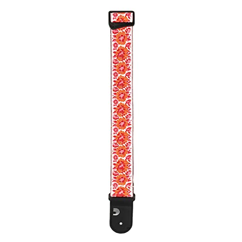 D'addario Accessories Guitar Strap - Guitar Accessories - Electric Guitar Strap, Acoustic Guitar Strap, Acoustic Electric Guitar Strap & Bass Guitar Strap - Woven, Peace Love - Pink And White #TOP2