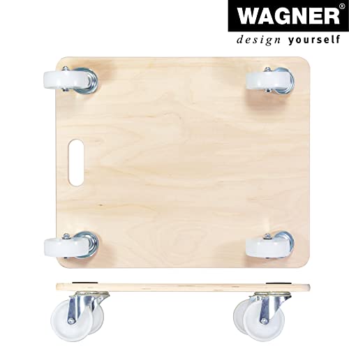 WAGNER Transportroller Transporthilfe I Möbelroller aus Schichtholz I 60 x 50 cm, 400 kg Tragkraft I Möbelhund für Umzüge I Rollbrett für Möbel I Lastenroller mit Tragegriff I FSC® I Made in DE