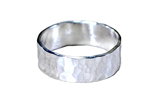 Hammered Sterling Silver Ring Handmade to Blend Bright Sparkle and Rustic Styling