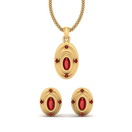 Pendientes ovalados de plata y circonita roja para regalo