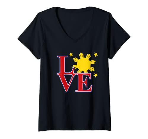 Mujer Love Best I Love Filipinas Orgullo filipino Colores Regalo Camiseta Cuello V