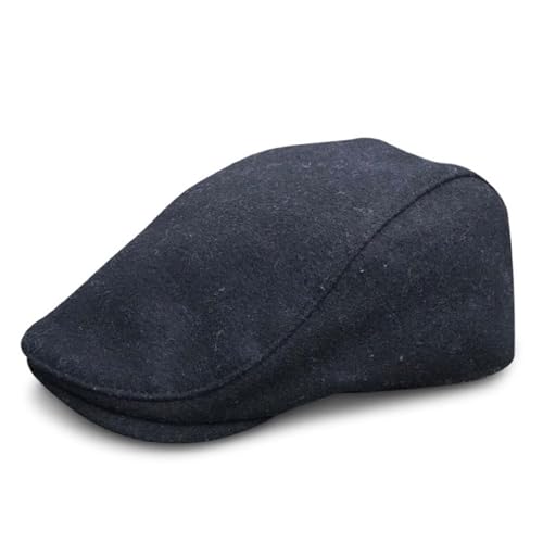 The Original Boston Scally Cap - The Neighborhood Mens Flat Hat - Single Panel Newsboy Cap for Men - Black - ML