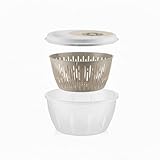 Salatschleuder 4,5L BPA-frei – Salatspinner mit Deckel, Abtropfsieb & Schüssel – 3-in-1 Salatschüssel Set, Küchen Salatschleuder zum Waschen und Trocknen von Salat, Gemüse und Kräutern (Beige)
