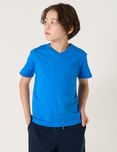 Image of LAPASA Boys & Girls Cotton T-Shirts 4 Pack Tagless Tees for 3T-13Y Kids K01 | Ribbed Crewneck & V Short Sleeve Undershirts for Toddlers and Teens. Soft, Breathable, Ideal for School /Daily Wear /Sport