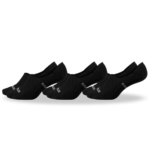 Crocs No Show Socks for Men and Women 3 Pairs Cushioned Sole Seamless Toe Casual Sock (S/M Black)
