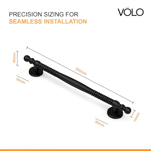 Image of VOLO Main Door Pull Push Handle | Door Handle for Home Office | Interior Exterior Door Hardware Pull Handle | (Pack of 2 Pieces, Black, 12 Inch (300MM))