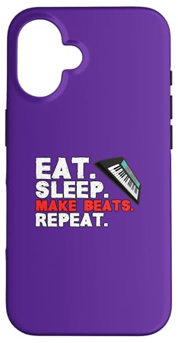 Eat Sleep Make Beats Repeat - �I�[�f�B�I�v���f���[�T�[ �ʔ��� �X�}�z�P�[�X iPhone 16 �p