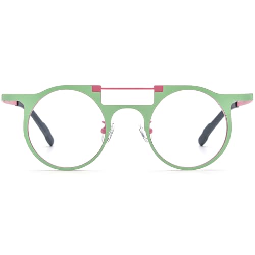 Image of FONEX Colorful Pure Titanium Glasses Frame Women Retro Round Eyeglasses F85782