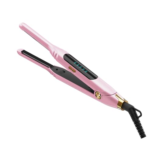 Mvxitanny Mini Flat Irons for Short Hair Pixie Cut & Bangs Pencil Hair Straightener for Edges with LED Display Small Hair Straightener with Dual Voltage Ease to use and Fast 15 Second Heat upPink