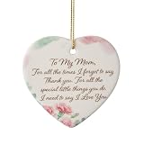 Heart-Shaped Ceramic Ornaments for mom Teenage Daughter Gift Sentimental Keepsake for Mom Birthday Gift Ideas, Meaningful Gifts Home Decor for Trees(Gift Box Included)