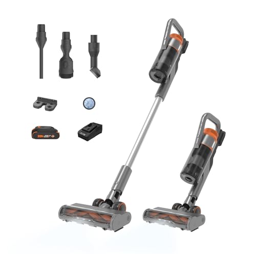 WORX 20V Cordless Stick Vacuum WX038L.1, Powerful Cordless Vacuum Cleaner 25Kpa High Suction for Pet Hair, Lightweight Handheld Vacuum Cleans Floors Carpet Car – Battery & Charger Included