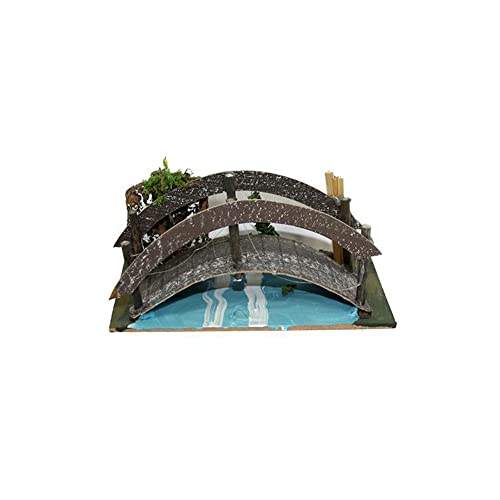 Aurora Store Decorazione Ambientazione PRESEPE Ponte con Ruscello Ponticello in Legno 16x8 x h.6,5 cm Accessori per statuine PASTORI Scenario di Natale laghetto fiume