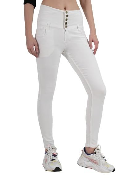 mm-21 5 Button Knitted Denim High Waist Skinny Fit Women's Jeans-picture-47