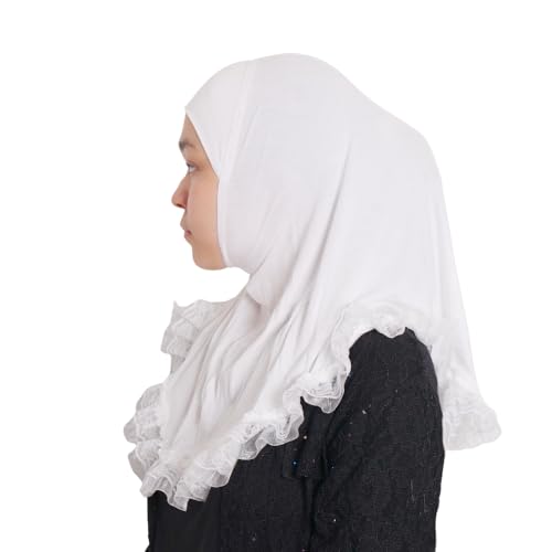 MuLanLegend Cotton Lace Hijab | Princess Nur | Girls Kids Instant Slip-on Scarf Sarong | Ligthweight and Comfortable3