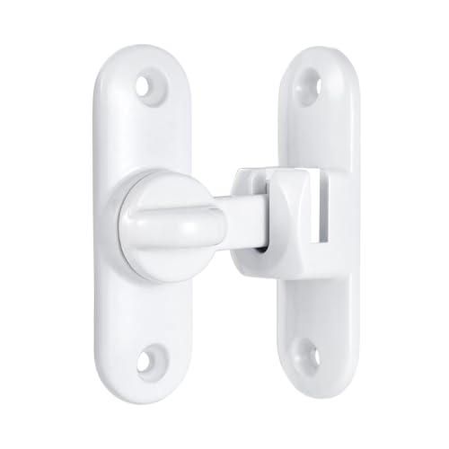 Image of INIRET 6 Packs White Barn Door Latches,90 /180 Degree Gate Lock,Flip Gate Latches Hardware,Zinc Alloy Right Angle Door Lock Latch,Door Security Sliding Door Latch Lock for Cabinets,Bathroom