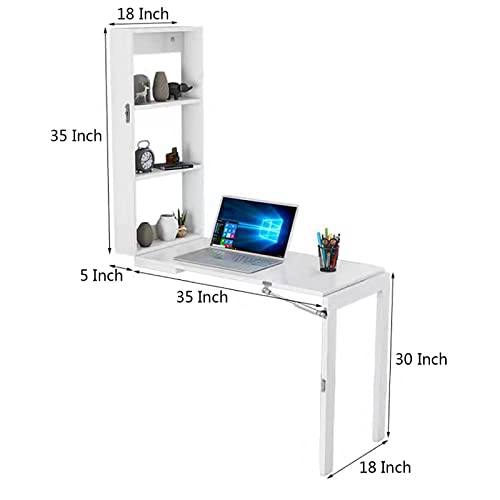 Bureau mural avec étagères de rangement pour optimiser votre espace de télétravail - 3