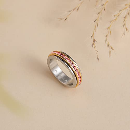 Image of Muses Art Design Fidget Rings, Anxiety Rings, Spinner Rings, Band Rings with Birthstone, Stainless Steel, Women and Men, Meditation Rings, Thumb Rings, Stress Relieving and Anxiety Reducing