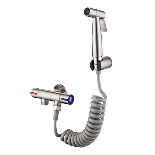JIYTG Kit de pulverización portátil de acero inoxidable cromado 304 para inodoro, limpiador de baño
