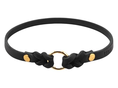 Markenhalsband aus robustem Leder 'Nature' | personalisierbar | handgefertigt nach Maß | Halsband für Hundemarken (Schwarz)