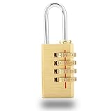 Dioche Combination Padlock, Combination Lock for Locker Solid Brass Security Code Copper Lock with 4 Digits Password Code for Gym Locker, Hasp Cabinet, Suitcase, Luggage, Backpack
