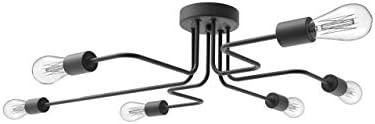 Industrial Vintage Ceiling Lights Black Metal Edison Bulb Ceiling Lighting Fixture Semi-embedded Modern Ceiling Lamps 6 Bulb E27 fit Bedrooms Dining Room