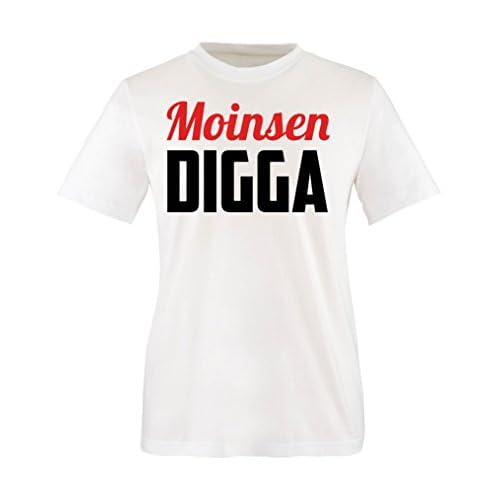 Comedy Shirts - Moinsen Digga - Mädchen T-Shirt - Weiss/Schwarz-Rot Gr. 152/164