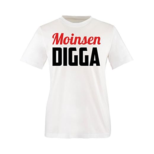 Comedy Shirts - Moinsen Digga - Mädchen T-Shirt - Weiss/Schwarz-Rot Gr. 152/164