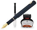 Octopus Esterbrook Niblet Black Raven Gold Füllhalter mit 30 ml Schreibtinte, Karamell und Konverter