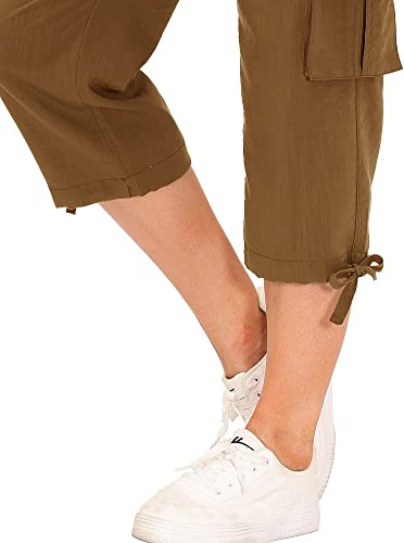 Image of MoFiz Womens Capris with Pockets Loose Fit Casual Capri Pants Dressy Lightweight Ladies Baggy Cargo Pants for Hiking