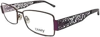 L'AMY ARCANE 1014 C01 - Gafas de vista para mujer, color marrón y vino, varillas con flores