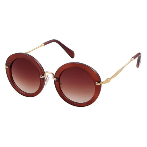 Lunettes de soleil rondes vintage style clair luxe avec grand cercle noir