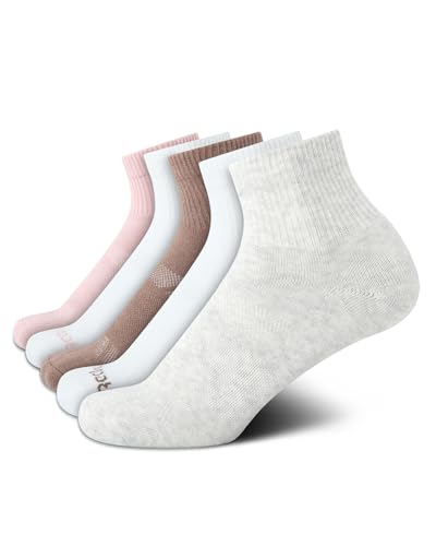 Reebok Womens Quarter Socks - 5 Pack Athletic Performance Cushioned Running Workout Ankle Socks for Women (Sizes: 4-10)