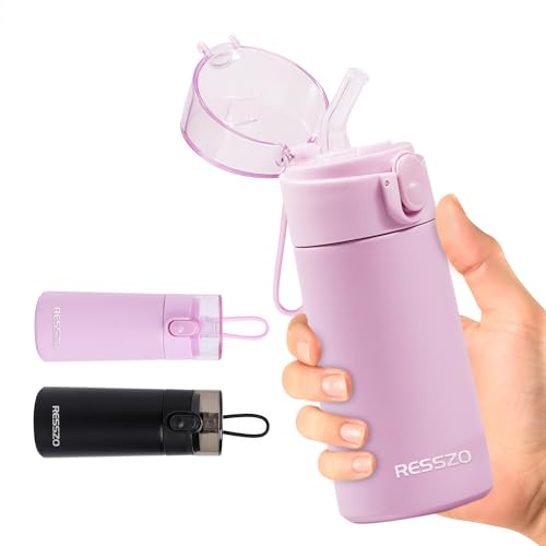 Resszo Small Water Bottle 150ml with Straw, Double Wall Vacuum Small Flask with One-Hand Open Design, 4-6 Hours Hot/Cold Retention and Portable for Coffee, Milk, or Any Beverage