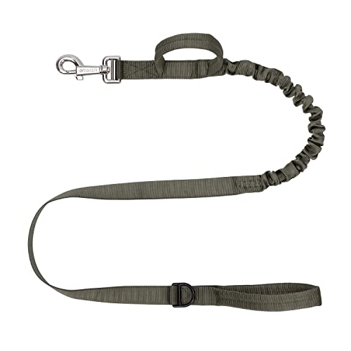 ICEFANG Tactical Dog Leash,K9 Training Walking Bungee Lead with Double Handle,Heavy Duty Metal Clasp,Hands Free D-Ring for Medium Large Breed (4 ft (Pack of 1), Green)
