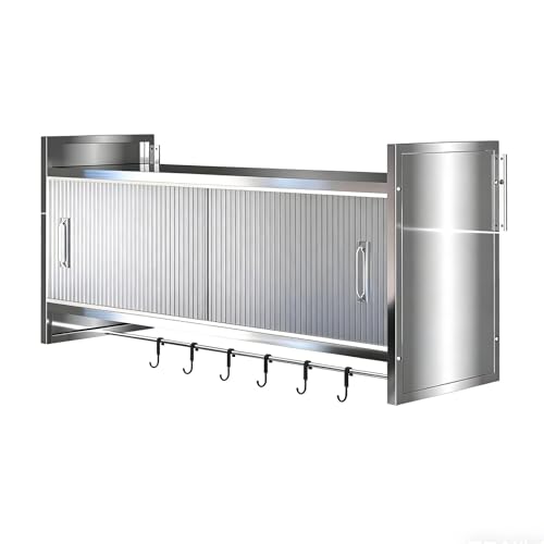 Armoire Cuisine Rangement Murale avec Portes Coulissantes Armoire de Rangement Salle de Bain Acier Inoxydable Grande Capacité pour Cuisine Couloir Salon...
