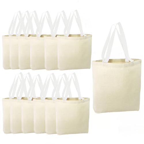 Big Mo's Toys 12 Pack Canvas Tote Bags – DIY Design Your Own Party Favor Pack Tote Canvas Bags