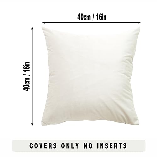 GONOVE Cushion Covers 40cm x 40cm Soft Velvet Colorful Plain Pillowcase Set of 4 Square Decorative Throw Pillow Cover for Home Sofa Bed Chair Neutral Series - Image 2