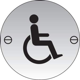 Symbolschild "Behinderten-WC" Selbstklebend – Aluminium, Durchmesser 80 Mm