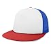 DALIX Flat Billed Trucker Cap With Mesh Back M L XL Adjustable Hat (in 14 Colors) Caps (Red-White-Royal)
