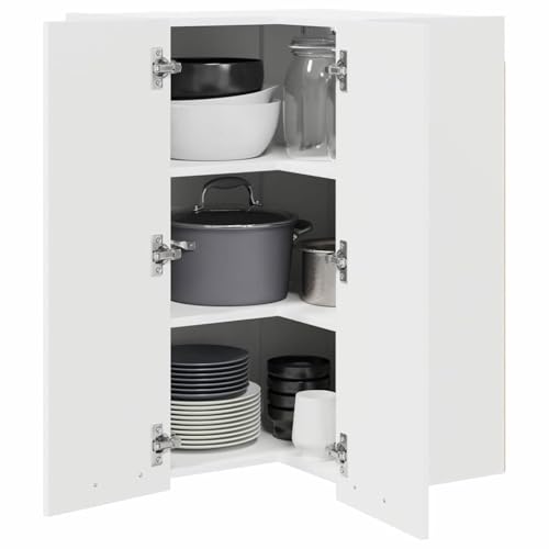 Meuble de cuisine en bois suspendu finition blanche épurée - 4