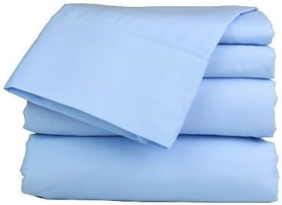 Laxlinen 500 Thread Count 100% Egyptian Cotton Super Quality 1PC Flat Sheet(Top Sheet) Full Bed Size/Double Bed Size, Sky Blue/Light Blue Solid
