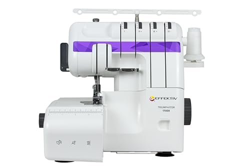 EFFEKTIV - Remalladora Overlock 1700X | Enhebrado Automático | 3/4 Hilo con Diferencial | Marco de Metal Completo | 120W de Potencia | 1300 Puntadas/Minuto | 14 Puntadas | Plataforma de Manga