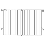 Babelio 31.5-55" No Bottom Bar Baby Gate Extra Wide, 2-in-1 Auto Close Dog Gate for The House, Stairs and Doorways, Safety Pet Gates with Large Walk Thru Door, Grey