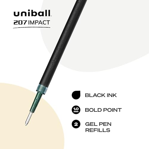 Image of Uniball 207 Impact Gel Pen Refills, Bold Point (1.0mm), Black Ink, 2 Pack