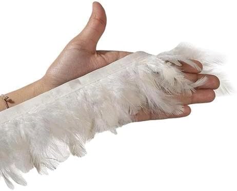 Feather lace furr Fringe Lace Indian for Saree Pallu New Half White Feather Wings lace Embellishment Designing & Tailoring Purpose (3meter)