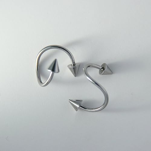 4PCS Nose Rings 16G Spiral Lip Rings Punk Spike Lower Labret Studs Cartilage Tragus Helix Piercing Jewelry Spike Stud Earrings Stainless Steel Angel Fangs Piercing Jewelry for Men and Women4