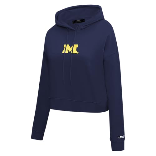 Pro Standard Womens College University Of Michigan Wingspan Cropped Pullover Hoodie Midnight Navy S - Image 3
