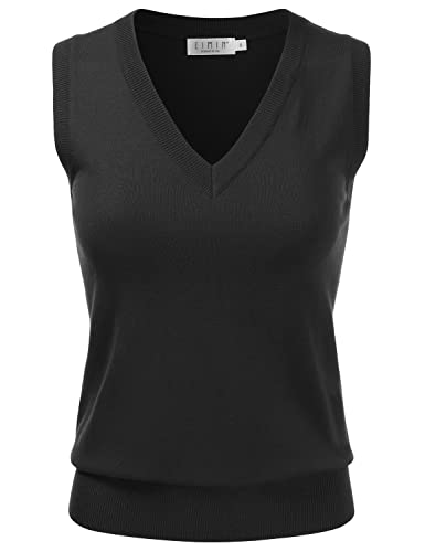EIMIN Women's V-Neck Sleeveless Stretch Pullover Premium Sweater Vest Top (S-3X)