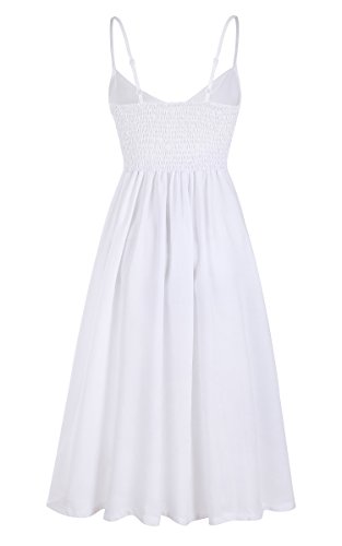 Image of Angashion Women's Dresses-Summer Floral Bohemian Spaghetti Strap Button Down Swing Midi Dress